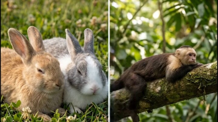 Rabbits and monkey 🐒 story