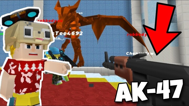 Trying Skyblock New Weapon - Gun and TNT (Blockman Go - Adventure)