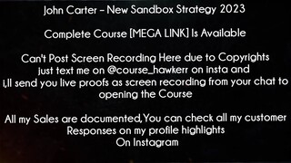 John Carter Course New Sandbox Strategy 2023 Download