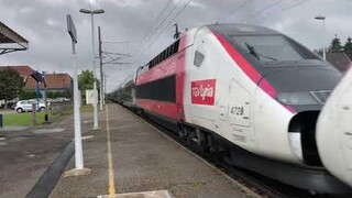 Awesome fast french mainline trains and TGV with horns at Sierentz in France