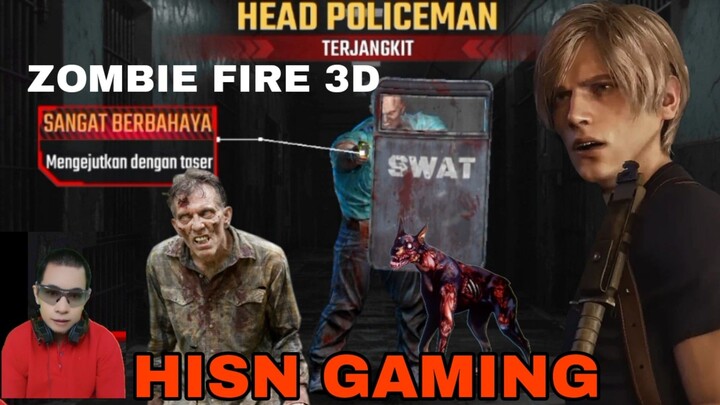 game zombie fire 3D  melawan head policeman zombie dengan senjata penyentrum