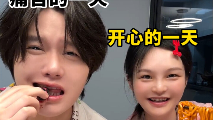【Nàng Quang Tín kem đánh răng】Thử thách ăn cả ngày theo Tiểu Thạch...