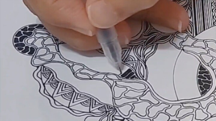 Zentangle - Circle pattern 圆形禅绕图 #zentangle #learntodraw #creativehealing #handcrafted #禅绕画 #疗