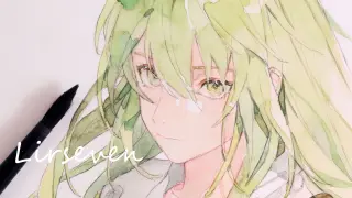 [Water colour] Beautiful green person, Enkidu