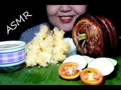 ASMR PUTOK BATOK CRISPY LECHON BELLY WITH SHRIMP TEMPURA//NO TALKING//MUKBANG