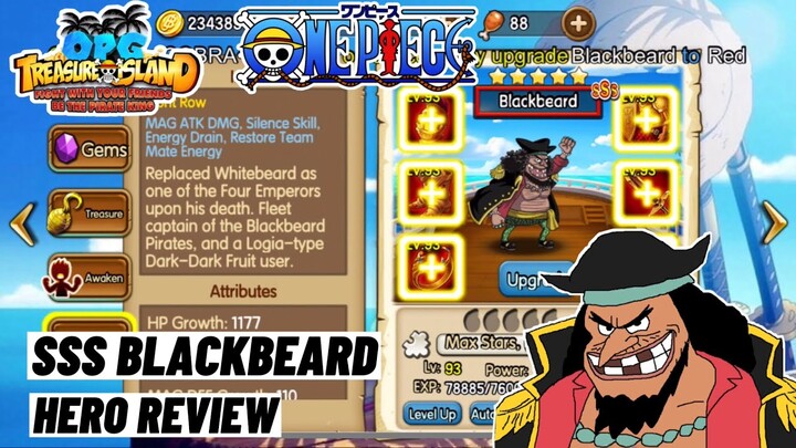 Blackbeard 5 Star + Red Upgrade Hero Review + Arena Battle! OPG: Treasure Island Mobile