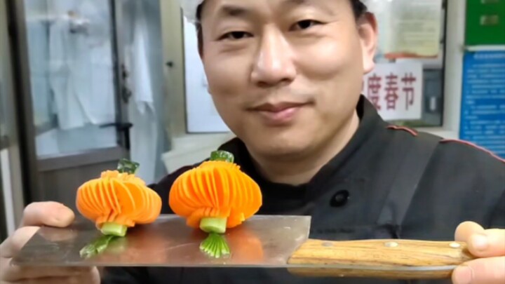 Quickly carve lanterns out of carrots