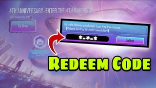 4th Anniversary - Enter the 4th Dimension REDEEM CODE | New Event get free rewards in pubg mobile