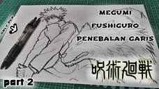 menggambar Megumi fushiguro dengan satu pena, part 2