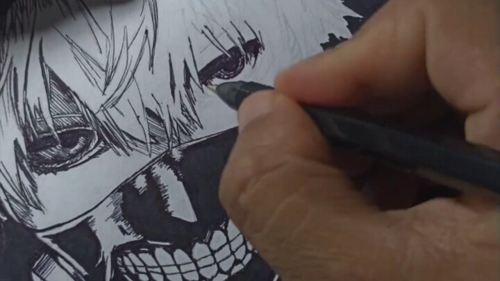 menggambar Kaneki dari Tokyo Ghoul permintaan viewer