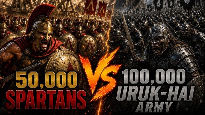 50,000 Spartans vs 100,000 Uruk-Hai Army