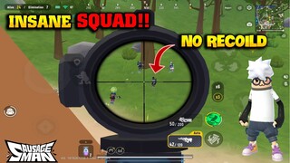 SOLO VS SQUAD 18KILL | Power of AUG 6x scope NO RECOILD | SOUTH SAUSAGE MAN