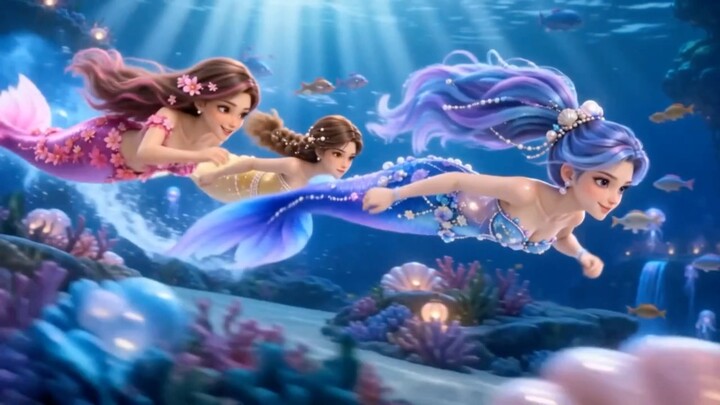 3 putri duyung sedang mencari tantangan di lautan #barbie #magic #putriduyung #anime