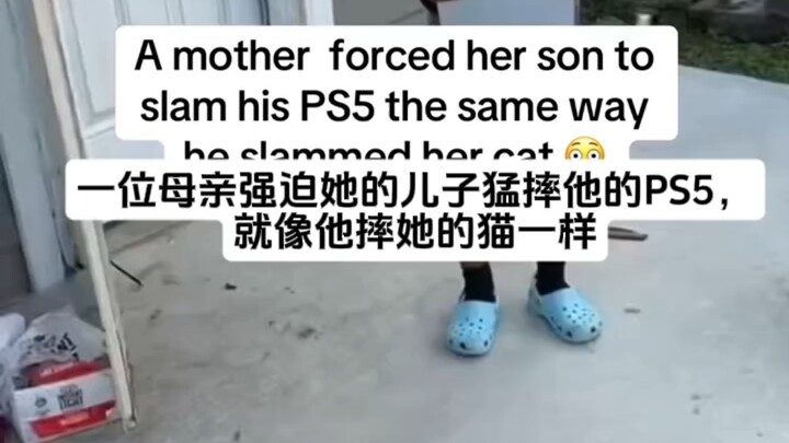 คุณแม่รายหนึ่งบังคับให้ลูกชายทุบเครื่อง PS5 อย่างแรง เหมือนกับที่เขาเคยทำกับแมวของเธอ