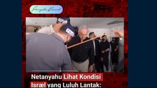 Keluar dari persembunyian bawah tanah (bunker) Perdana Menteri Isræl melakukan kunjungan ke lokasi y