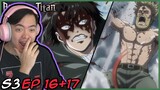 Levi vs THE Beast Titan! Attack on Titan Season 3 Episode 16 and 17 Reaction