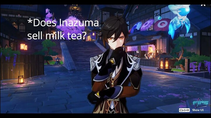 Inazuma merchant selling Boba Milk Tea #AyatoBoba #AyatoMilkTea #InazumaMilkTea