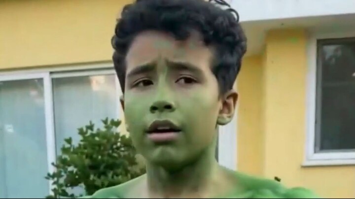 I turned my son into a cute Hulk.