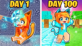 I Survived 100 DAYS as a DIAMOND KITTEN in Minecraft!