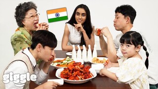 Korean Family Try Tandoori Chicken For The First Time! (With Sakshma)