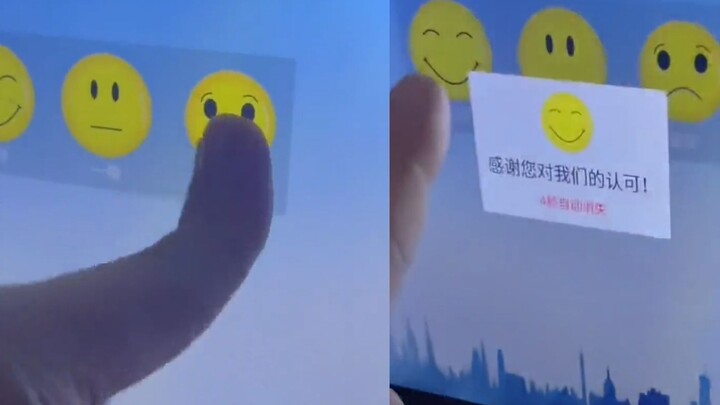 Người đàn ông thấy nhà vệ sinh công cộng quá bẩn nên muốn đánh giá kém, nhấn nút đánh giá kém nhiều 