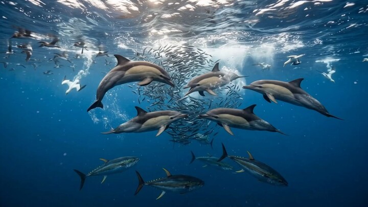 Dolphins Herd Fish Together | Cooperative Hunting Strategy | Marine Wildlife Documentary