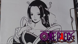 Boa Hancock - One Piece || Black and White Art (SPEED DRAWING)