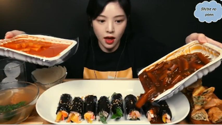 Tokbokki cay/tương đen, kimbap mini, đồ chiên phần 2 #anngonmoingay