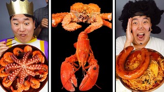 ASMR MUKBANG | FIRE Noodle, Spicy Seafood boil, King crab, Octopus korean eating sound !