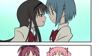 Madoka Magica comics, both red and blue (Madoka Magica classic emoticons found!)
