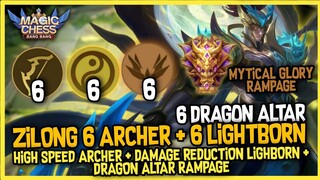 ZILONG RAMPAGE ON MYTICAL GLORY ! NEW COMBO 666 - 6 ARCHER 6 LIGHTBORN 6 DRAGON ALTAR ! MAGIC CHESS