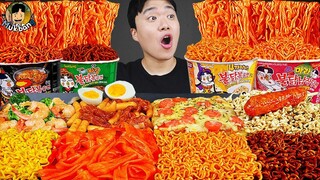 ASMR MUKBANG 편의점 핵불닭 미니!! 떡볶이 & 핫도그 & 치즈 피자 FIRE Noodle & HOT DOG & CHEESE PIZZA EATING SOUND!