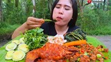 EAT SPICY SQUID WITH ONION SAUCE, OSENG ONCOM PETE, RAW LALAPAN, YOUNG JENGKOL, BAZIL, PAPAYA LEAVES