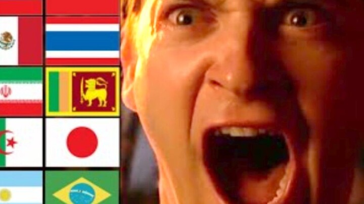 The most famous shot in Spider-Man film history - Maguire's roar, multi-language version