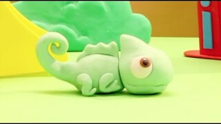Green Chameleon Stop motion cartoon for children - BabyClay