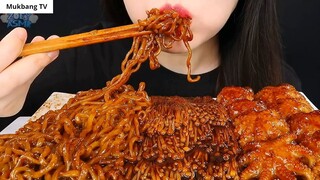 ASMR NẤM JJAJANG ENOKI CAY, BẠCH TUỘC CON, CHAPAGHETTI DẦU TRUFFLE 4