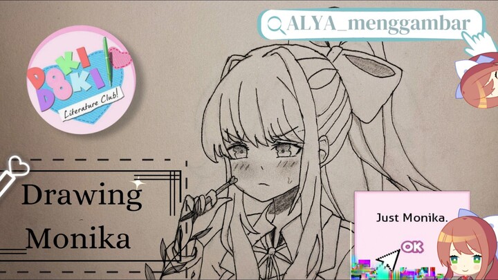 MENGGAMBAR MONIKA DARI DOKI DOKI LITERATURE CLUB 😽🙌✨, game yang cukup...😵😵