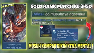 SOLO RANK MATCH KE 3450 KETEMU MUSUH KOMPAK BIKIN KENA MENTAL ! Top Global Hayabusa 26 !