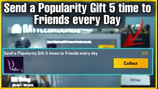 Send a Popularity Gift 5 time to Friends every day | Get Free Parachute trail (Pink) Bgmi New Event