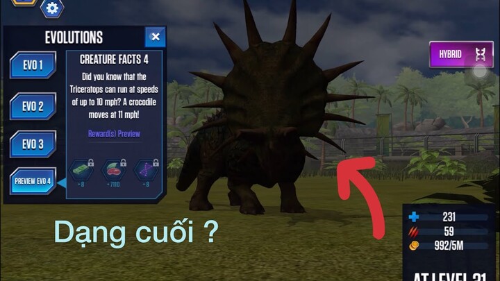 Jurassic World #3 : Thử chơi lớn tiến hoá max level cho khủng Long ba sừng và cái kết !