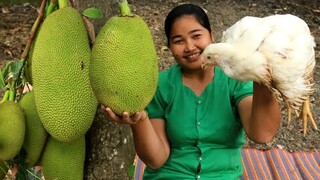 Big Chicken Roasted with Jack fruit recipe for food By village - Cooking Life