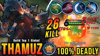 26 Kills!! Attack Speed & Critical Build Thamuz is Deadly!! - Build Top 1 Global Thamuz ~ MLBB