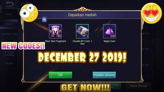 REDEMPTION CODE MOBILE LEGEND 12/27/19