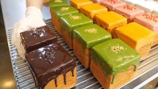 Cube Pastry 72 ชั้นพร้อมครีม 6 ชนิด! - อาหารเกาหลีริมทาง ASMR