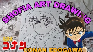 drawing anime detektif conan, bocil kematian jadi hantu
