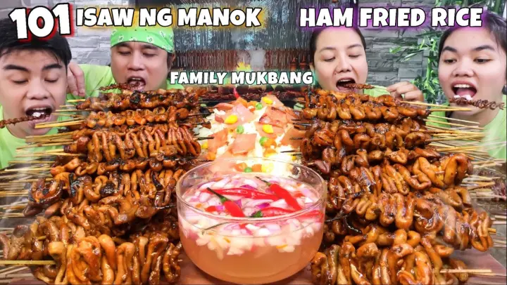101 ISAW NG MANOK, 3 GATANG HAM FRIED RICE MUKBANG ( Philippines street food ) PINOY MUKBANG