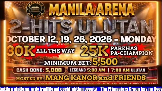 manila arena 1cock ulutan@ 2nd fight win