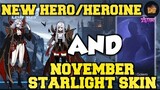NEW HERO/HEROINE AND NOVEMBER STARLIGHT SKIN | Mobile Legends: Bang Bang!