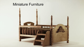 [Perabotan Miniatur] Tempat tidur kecil retro dengan bahan yang ada