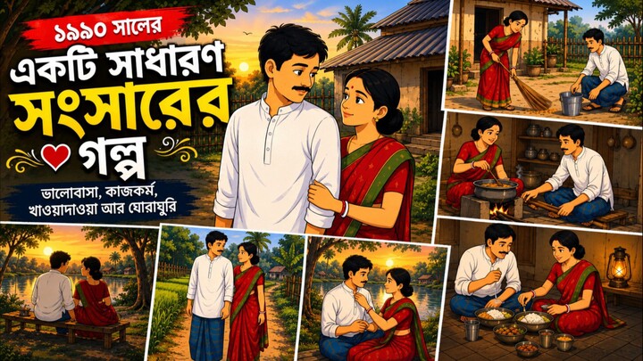 A Simple Bengali Family Life in 1990 ❤️ | 2D Animated Nostalgic Story | Husband & Wife‎ |